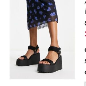 ASOS NEW Chic Black Platform Velcro Strap Sandals
